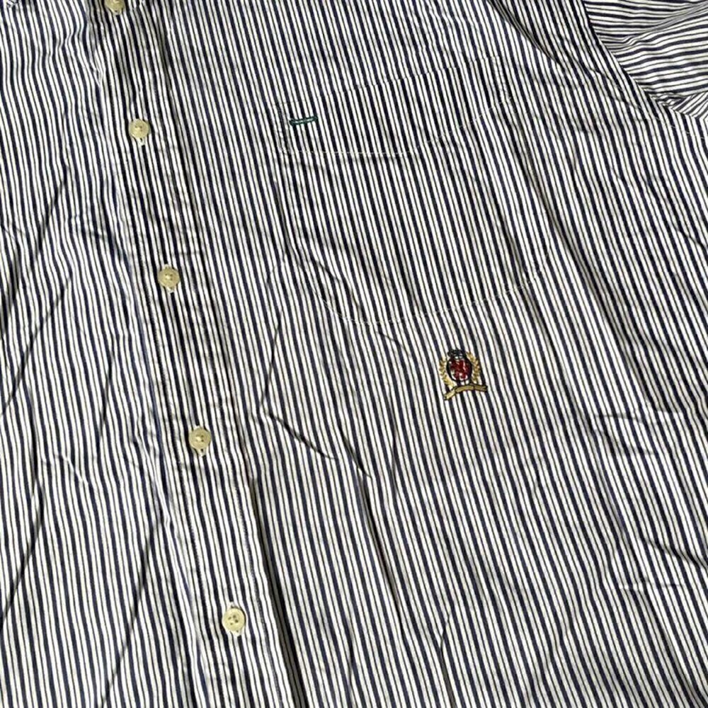 Tommy Hilfiger hickory stripe rr work wear vntg button down short sleeve shirt - Picture 3 of 5
